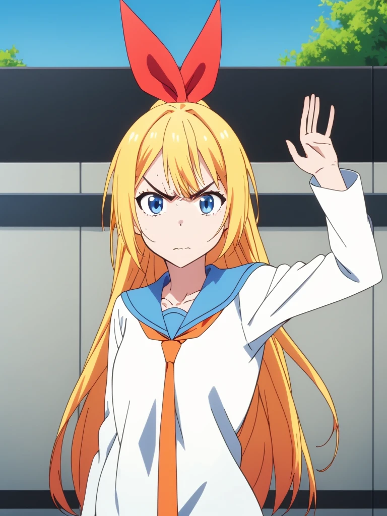 masterpiece, best quality,
anime screencap,
<lora:chitige5:0.6> red hair ribbon, blonde hair, blue eyes, white shirt, serafuku, orange necktie,
<lora:gostlapped.sd15.v1:1>, angry, (imminentslap:1.2),
1girl,
outdoors,