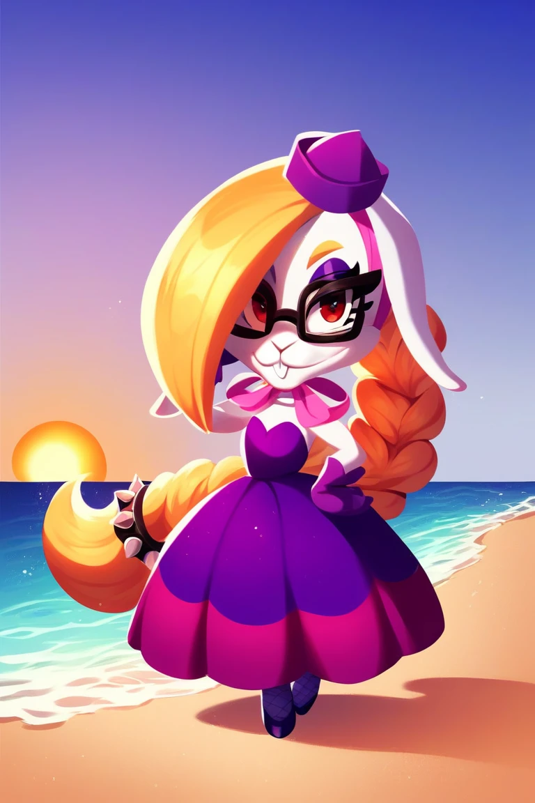 score_9, score_8_up, score_7_up,score_6_up, score_5_up, score_6_up,
 (harriet_odyssey, bunny,(tiny purple fez hat), 1girl, blonde hair, hat, solo, dress, bunny female, long hair, red eyes, ,)
BREAK
(beach, sea, sand, sun glasses )<lora:EMS-405399-EMS:1.000000>