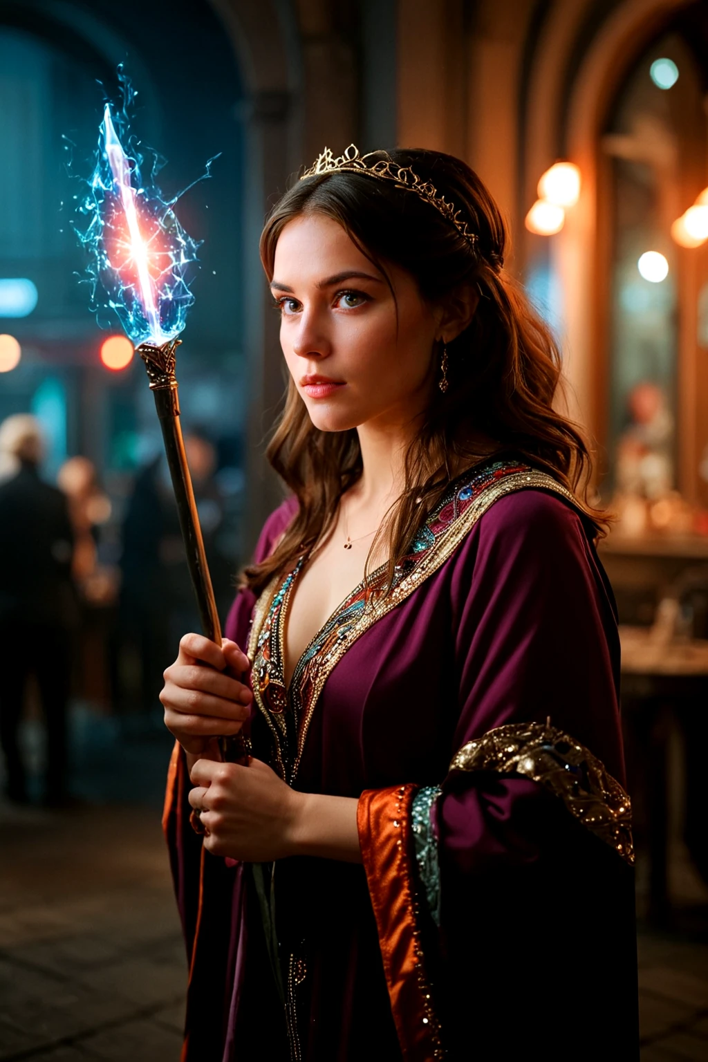 cinematic film still a sorceress with a glowing staff , colorful magic, dramatic atmosphere, sharp focus, highly detailed, cinematic, original composition, fine detail, intricate, elegant, creative, color spread, shiny, amazing, symmetry, illuminated, inspired, pretty, attractive, artistic, dynamic background, relaxed, professional, extremely inspirational, beautiful, determined, cute, adorable, best <lora:eXcursion_StyleXL_0.1:1> <lora:extremely_detailed:0.8> extremely detailed . shallow depth of field, vignette, highly detailed, high budget, bokeh, cinemascope, moody, epic, gorgeous, film grain, grainy