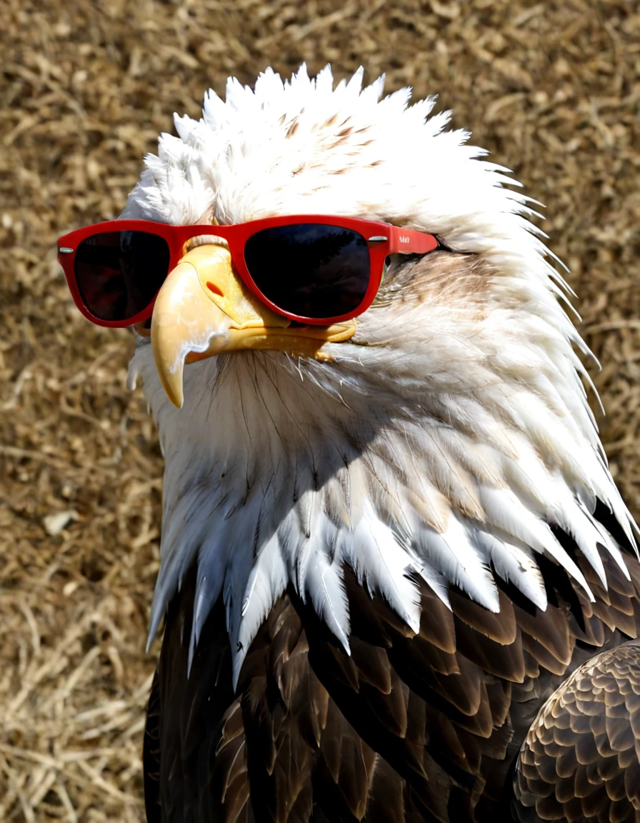Photorealistic animallora, eagle, sunglasses . Ultra-high detail, lifelike textures, realistic lighting, high-resolution, low quality,reddit,real life photo,traditional media,Amateur,film grain,RAW, animallora, eagle, sunglasses,
