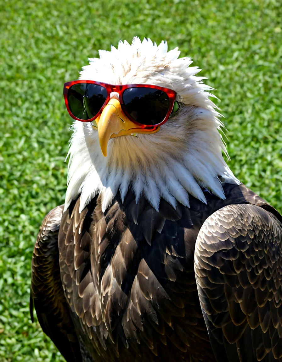Photorealistic animallora, eagle, sunglasses . Ultra-high detail, lifelike textures, realistic lighting, high-resolution, low quality,reddit,real life photo,traditional media,Amateur,film grain,RAW, animallora, eagle, sunglasses,