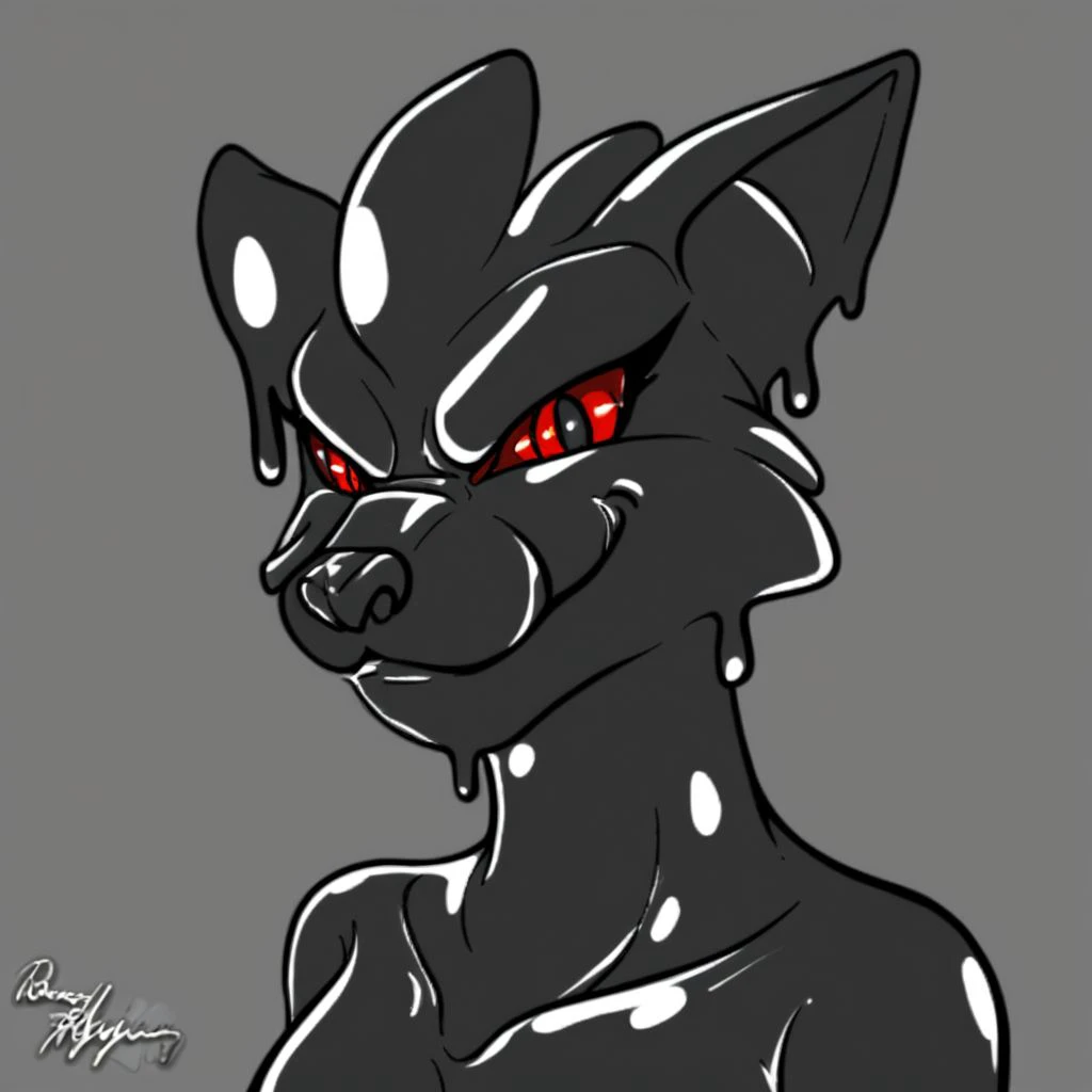 score_9, score_8_up, score_7_up, score_6_up, score_5_up, score_4_up, (Highwire, solo, naked, Anthro, blue inner ear, black fur, black body, blue sclera, pink eyes, anthro black body, canine female, glowing blue nipples), BREAK, titfuck, giving a faceless human male a boobjob, grinning, sharp teeth, licking the tip, blue glowing long tongue, looking up at male, simple white background,