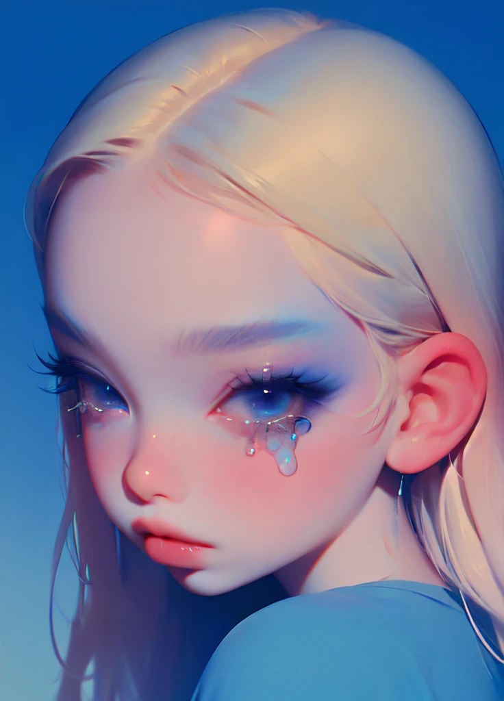 (masterpiece, best quality:1.4)  <lora:PetraVoice1.51:1> masterpiece, best quality, 1girl, close up, lips, tears, pout, blonde hair, blue background, gradient background, blue eyes, colored eyelashes,