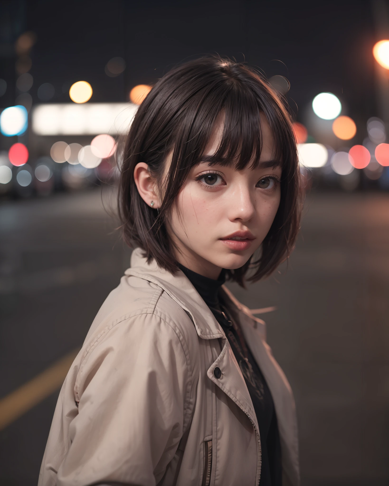 1girl, bangs, black hair, blurry background, blurry foreground, bokeh, brown hair, city lights, depth of field, grey background, lips, looking at viewer, motion blur, outdoors, polaroid_style, pov, short hair, solo
<lora:Polaroid_Vision:0.7> polaroid_style