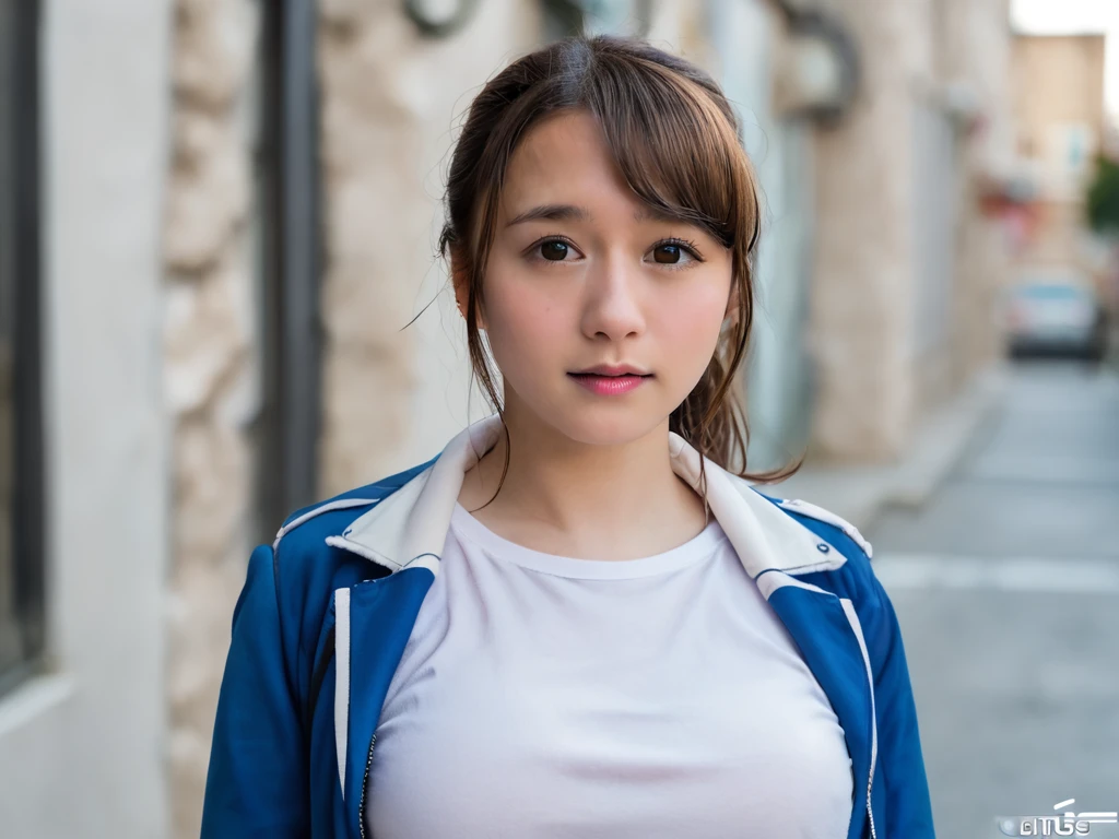 uncensored,source_real, 1girl,upper body,  <lora:Shiraishi:0.8>Shiraishi,eyelid,busty,round face,ponytail,jacket,on the street,