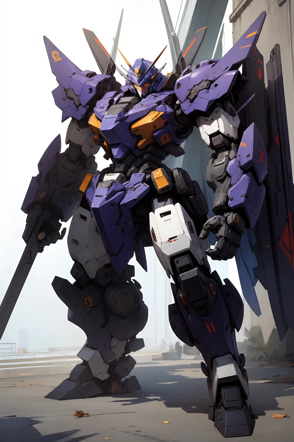 1 mecha oni bulky armor giant robot shadow flat vector art (best quality, masterpiece, )