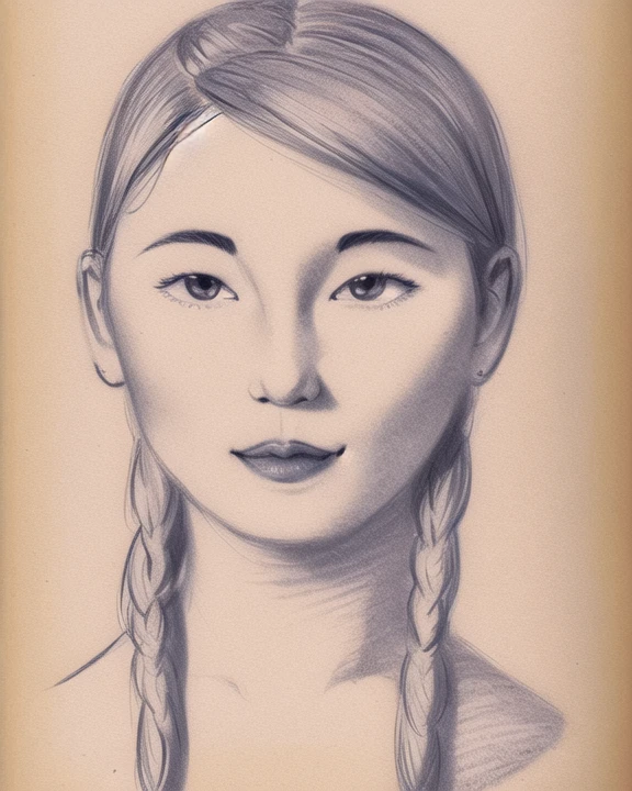 <lora:pencilsketchbook_lora:0.8>pencilsketchbook, amateur pencil sketch, asian woman with braided light blonde hair, monochrome