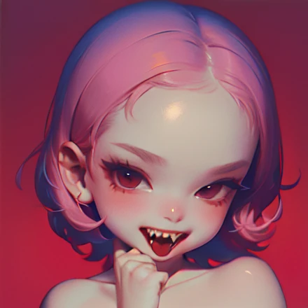 (masterpiece, best quality:1.4)  <lora:PetraVoice1.51:1> 1girl, short hair, pink hair, smile, fangs, neck bell, vampire, gothic,