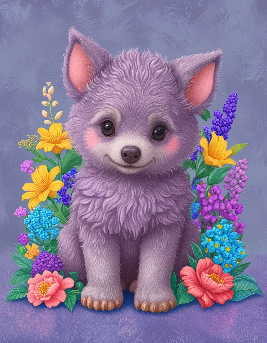 cute animal with flowers <lora:CBS_novuschroma01 style:1.5> novuschroma01