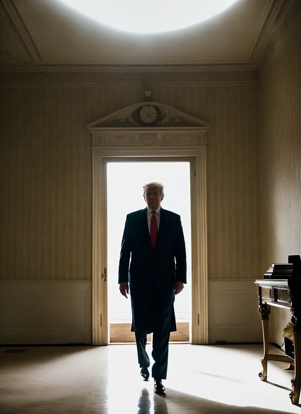 photo of sks person , Cinematic photography, movie mood, cinematic light, compelling composition, storytelling elements, conveys emotion, mood, and narrative depth, creating visually striking images that feel like still frames from a film <lora:locon_donaldtrump_v1_from_v1_64_32:1>