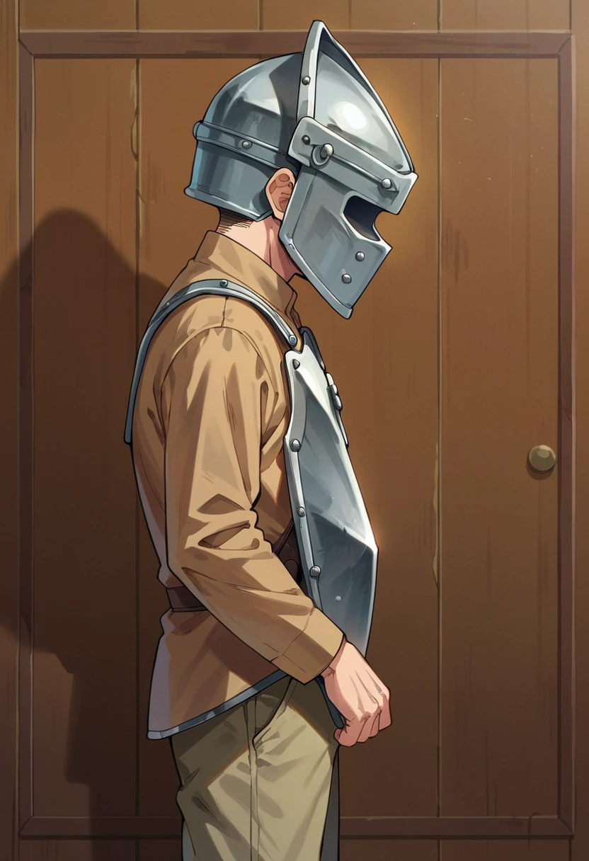 score_9, score_8_up, score_7_up, source_anime,<lora:BrewsterPony2:0.75>,1boy,brewstershield,long sleeves,pants,covered face,from side,profile,in metal room,solo