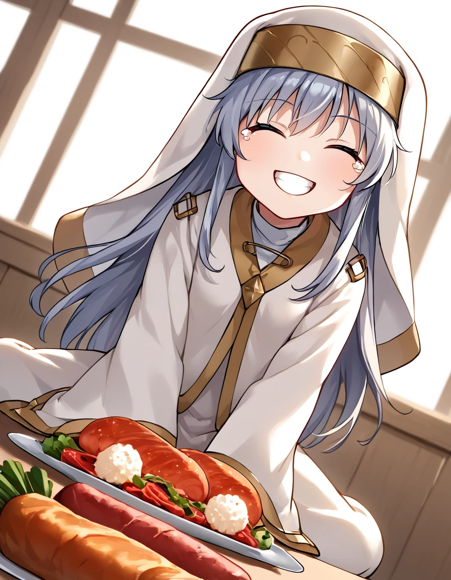 score_9, score_8_up, score_7_up,
ind3x, official_costume, smile, (happy),^_^,  chibi,sitting, closed eyes, teeth, food, tears, dutch angle,  holding knife, holding fork, meat, 
 <lora:index:1>