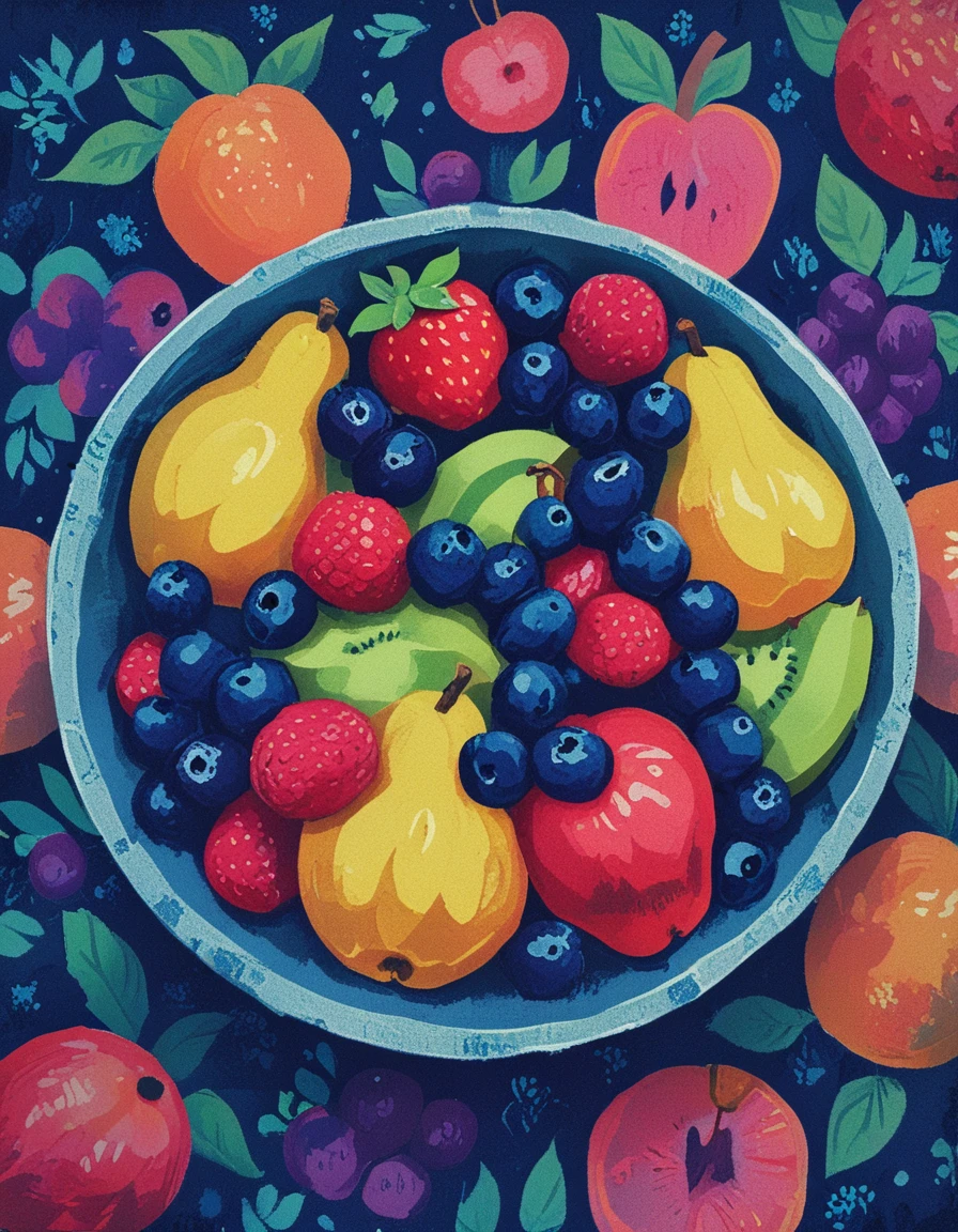 bowl of fruit  <lora:CBS_novuschroma04 style:1.5> novuschroma04