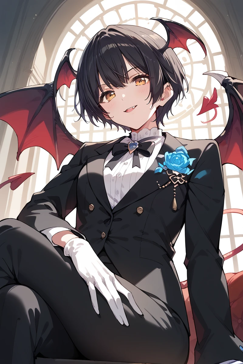 score_9, score_8_up, score_7_up, score_6_up, 1girl,
<lora:Miyake_Aoi:0.9> aoi, black hair, short hair, black suit, white gloves, devil, devil wings, dark magic, sit, low angle,