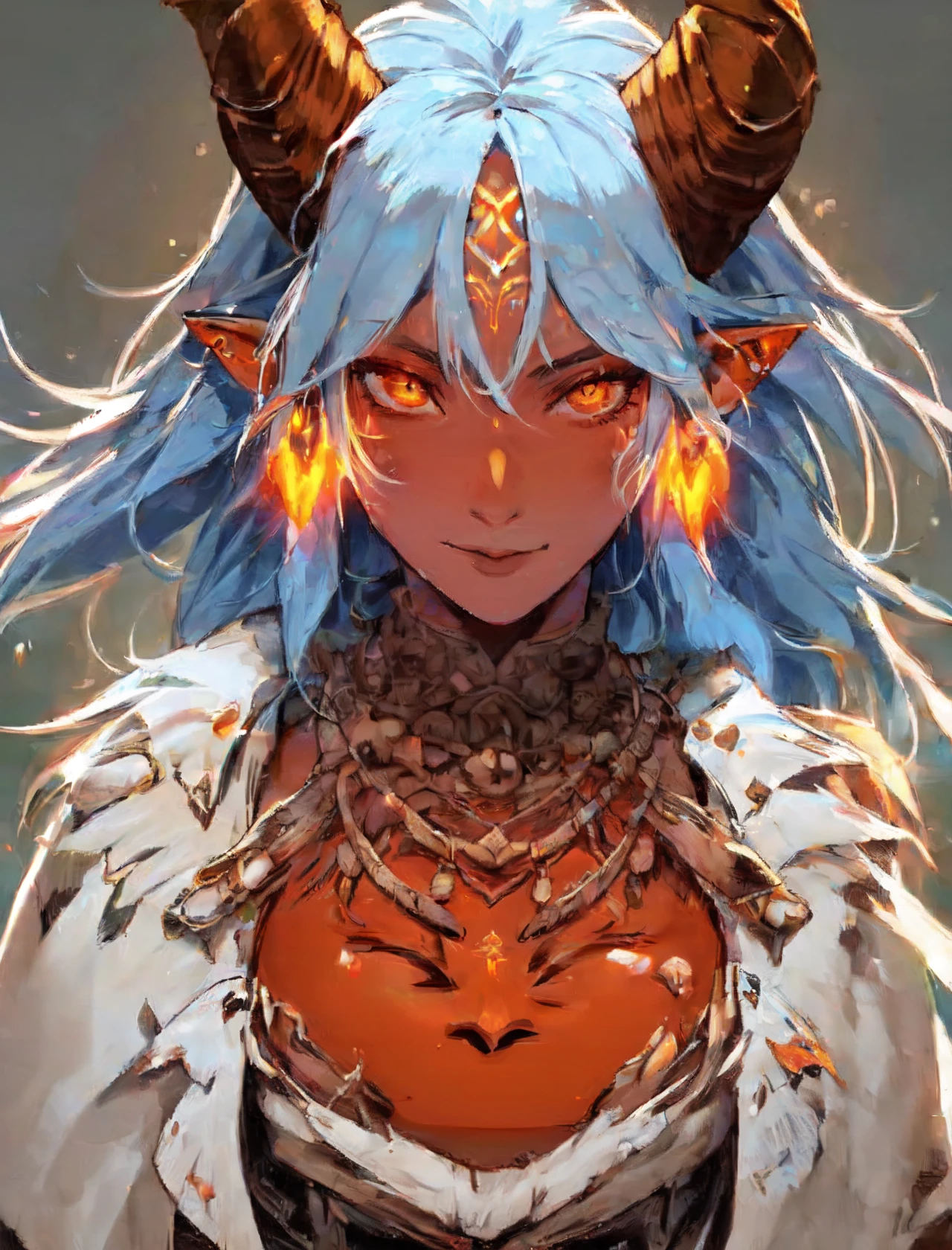 girl, orange skin, horns, glowing tattoo <lora:tifling:0.9>