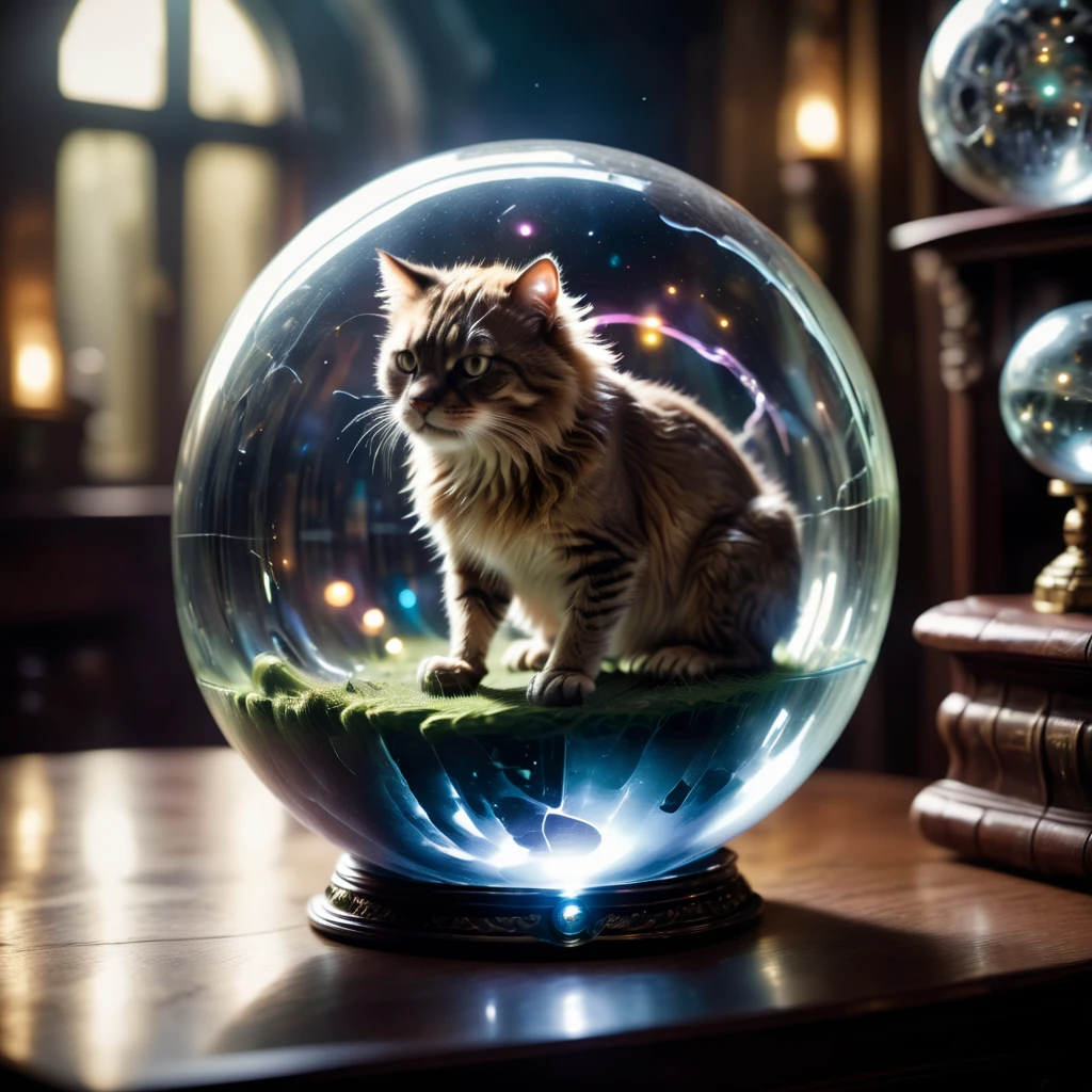 a cat in a  Jed-Gball <lora:Jed-Glassball:1>