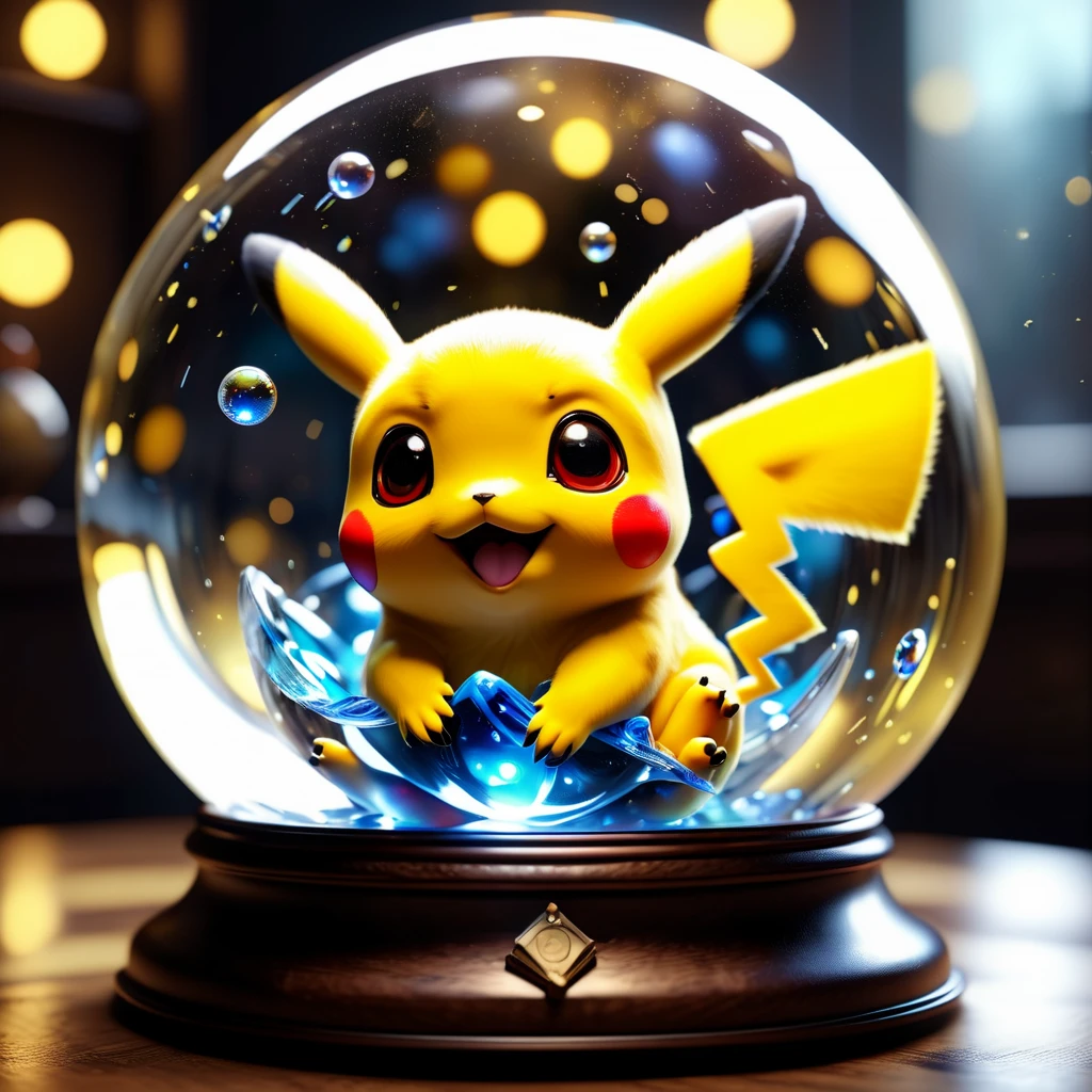 An award winning photo , a cute little baby Pikachu  in a Jed-Glassball , (((cuteness overload)))  , <lora:Jed-Glassball:0.7>, UHD, octane render