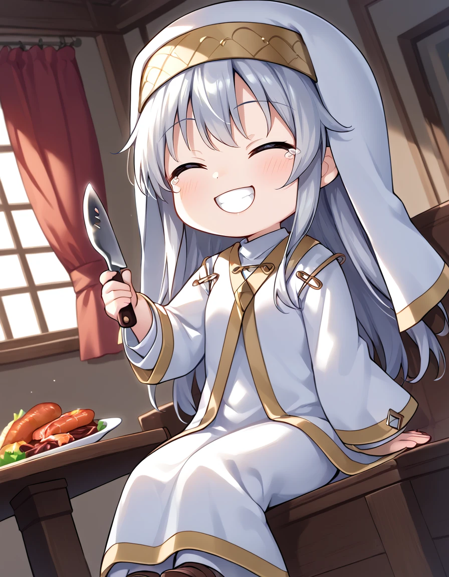 score_9, score_8_up, score_7_up,
ind3x, official_costume, smile, (happy),^_^,  chibi,sitting, closed eyes, teeth, food, tears, dutch angle,  holding knife, holding fork, meat, 
 <lora:index:1>