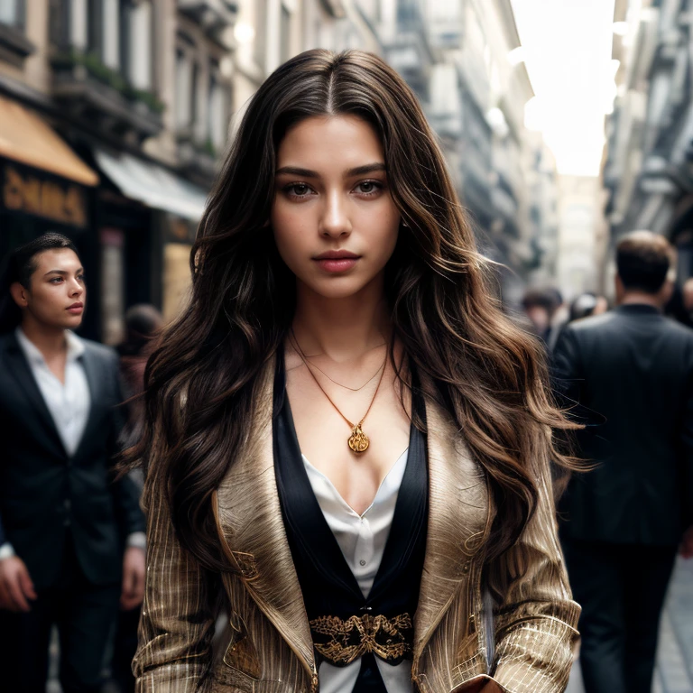 (Milan fashion district, SFW, tailored pinstripe suit jacket, silk blouse, gold pendant necklace, shopping for designer clothes, afternoon:1.35) Instagram_Influencer_67_By_Stable_Yogi
Faceshot_By_stable_yogi
Skin_Detailer_By_Stable_yogi
Humanizer_Embedding_By_Stable_Yogi
Styler_Embedding_By_Stable_Yogi
Detailer_Embedding_By_Stable_Yogi
<lora:Detail Blaster By Stable Yogi:0.5>
(center_parted_long_wavy_hair)