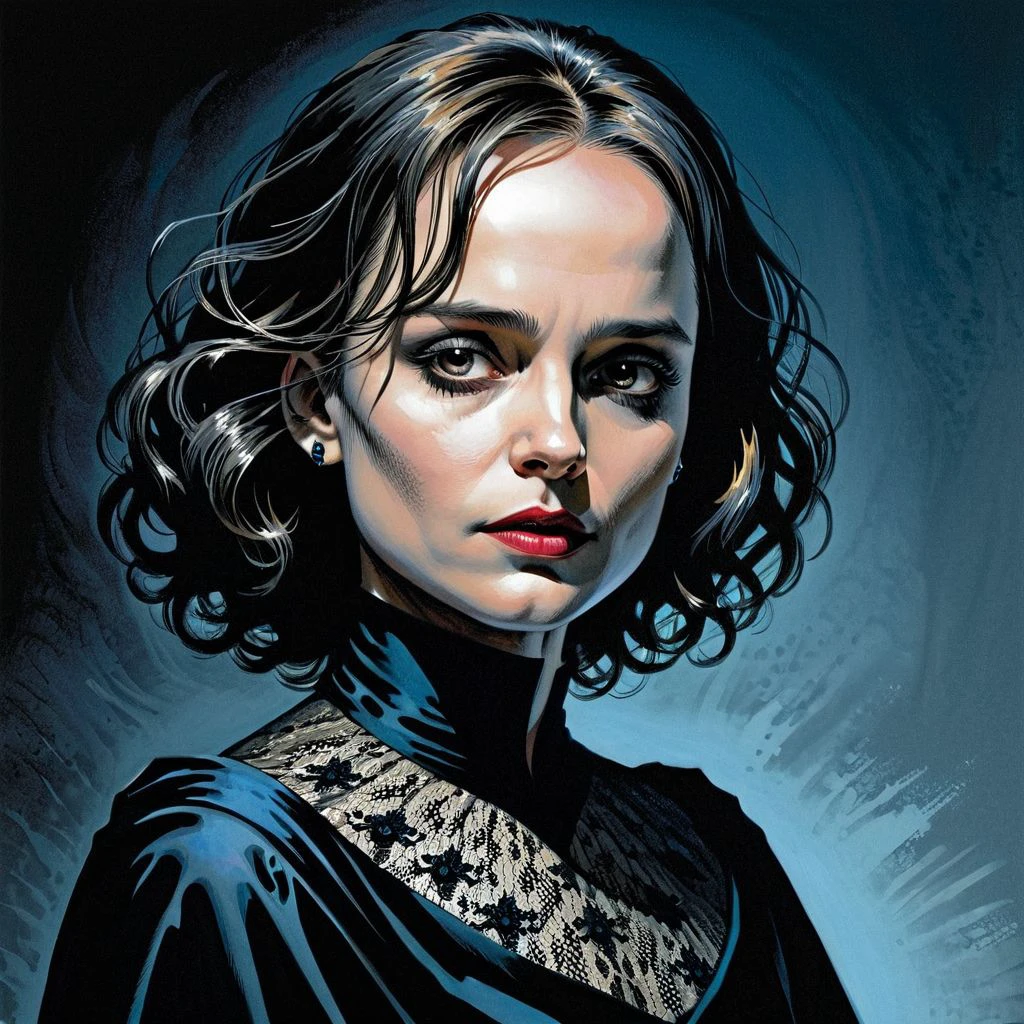 color illustration in berniewrightson style, extremely detailed, masterpiece, tenebrism, high contrast,
Natalie Portman, glamour shot, grotesque gothic beauty,
<lora:BernieWrightson_Style_XL_V4.1:0.7>