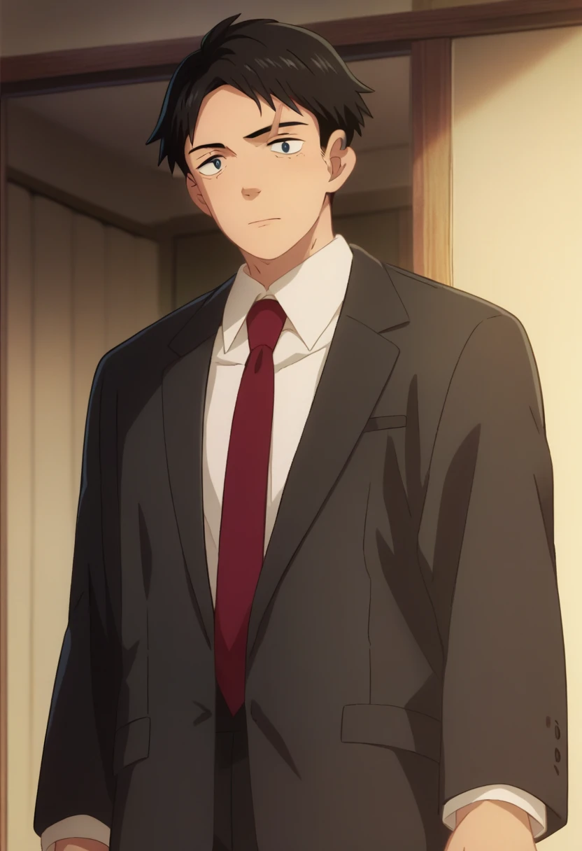 score_9, score_8_up, score_7_up, score_6_up, detailed, cowboy shot,best quality ,source_anime, male focus,
mizuki, black hair, blue eyes, formal, white shirt, red necktie, scar on eye, 1boy, solo, black jacket,Butcha<lora:EMS-406073-EMS:1.000000>