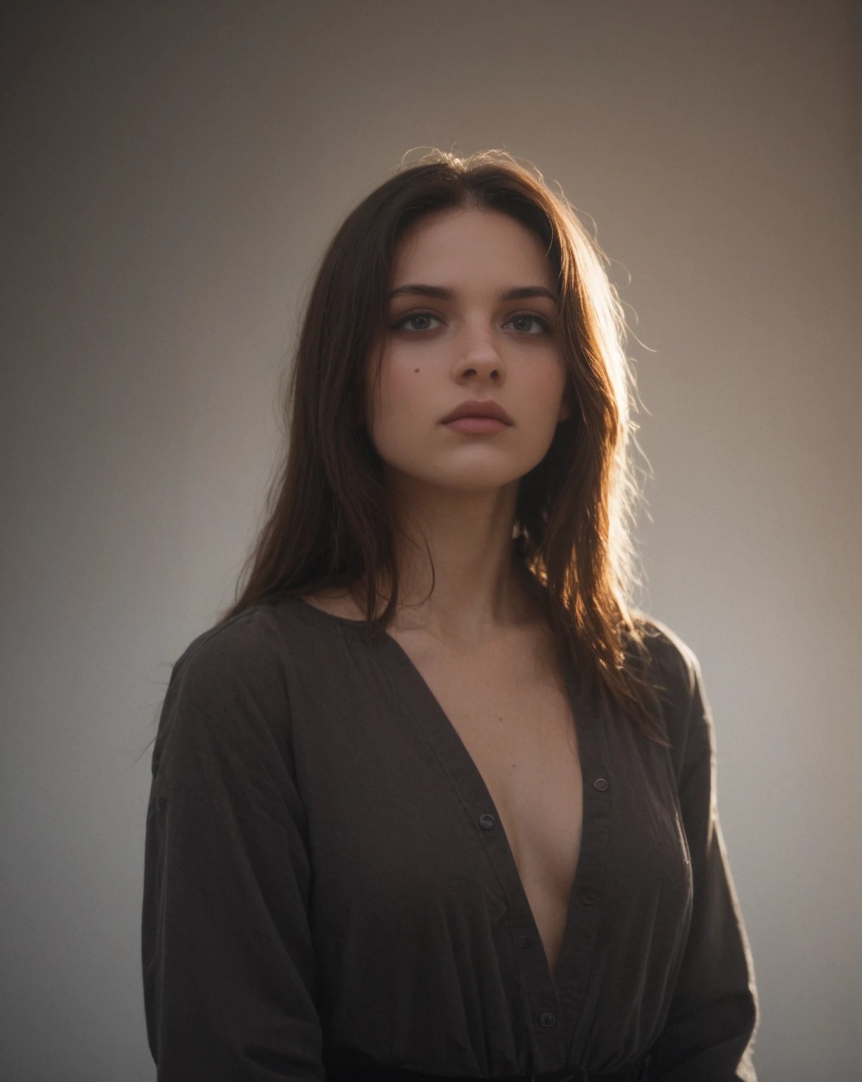 1girl, long hair, low light, dramatic lighting, darkness, eye lighting, smoke, red light, . shallow depth of field, vignette, highly detailed, high budget, bokeh, cinemascope, moody, epic, gorgeous, film grain, grainy, (raw,score_8_up),photo, raw,realistic