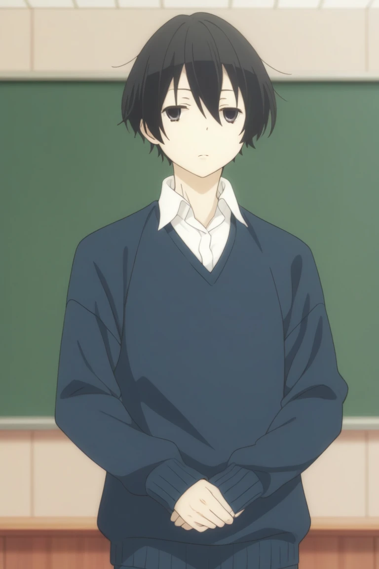 score_9, score_8_up, score_7_up, score_6_up, detailed, intricate details,cowboy shot,best quality ,source_anime, male focus,
tanaka, black hair, black eyes, blue sweater, 1boy, male focus, solo, sweater, school uniform, parody, upper body, shirt, hair between eyes, onigiri, chalkboard<lora:EMS-406400-EMS:1.000000>