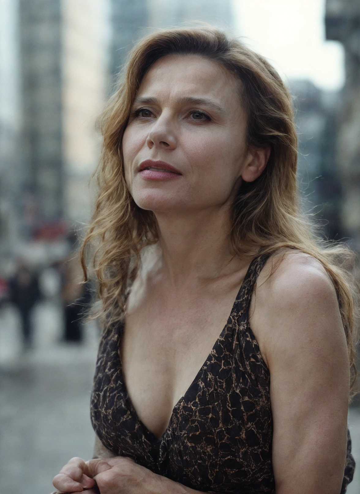 front face photo of sks woman watching the city and wearing fabulous clothing, in the style of t1hal <lora:t1hal:0.25>,
natural lighting, (metart),
looking to the side, glamorous, stunning, beautiful, soft lighting, smooth, professional photo, highres, masterpiece, ultradetailed,
<lora:add_detail:0.55>
skindentation, <lora:skindentation_1:0.25> <lora:skinup:0.25>
<lora:locon_perfecteyes_v1_from_v1_64_32:0.2> perfecteyes,
epiCPhoto <lora:skin_slider_v10:0.4>, matte skin, pores,
best quality, ultra high res, 8K, raw,
highly detailed skin, film grain
A stunning intricate full color portrait, epic character composition, sharp, sharp focus, natural lighting, analog style,award winning photo, best quality, sharp,skin pores, (sunkissed freckles on face:0.6), film imperfections
in chains chns person <lora:locon_conceptchains_v1_from_v1_64_32:0.25>
(Hasselblad photography:0.6), fine art, cinematic look, cinematic light, moody, by Annie Leibovitz, <lora:locon_lenaolin_v1_from_v1_64_32:0.7> <lora:lora-small-lena-olin-v1:0.65>