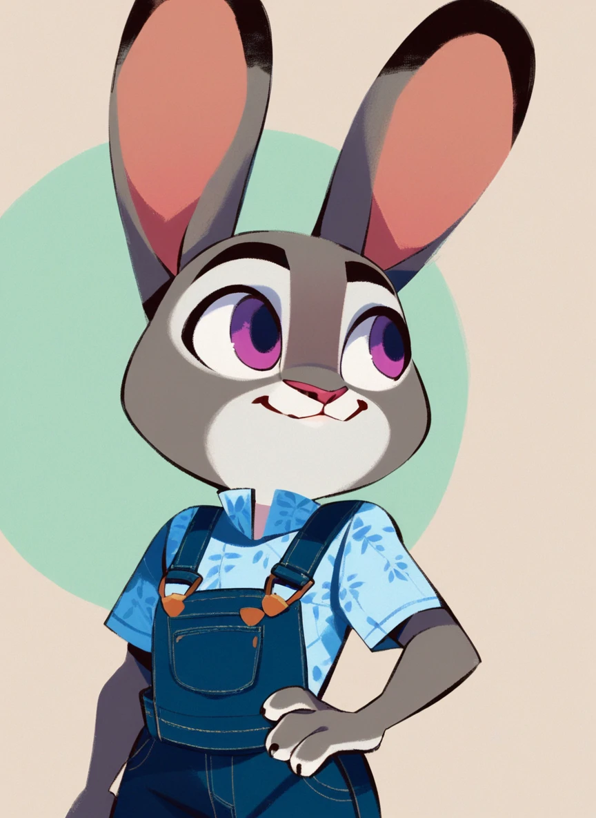 <lora:BusterBunny_2D:0.8>, Baster, bunny, male, blue body color, white cheeks, white belly, white legs, pink nose, white tail, blue ears, erect ears, rabbit teeth, colorless eyes, Red T-shirt, standing, mouth open, hands behind back, young, Small body, dwarf, lake, water, forest