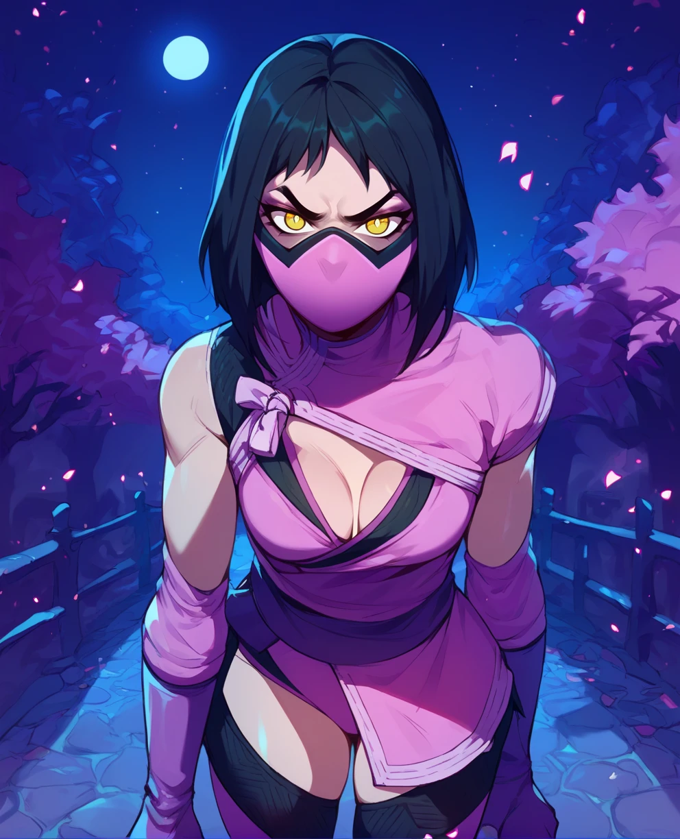 score_9,score_8_up,score_7_up,
Mileena,black hair,yellow eyes,looking at viewer,split pupils,thighhighs,
mouth mask,pink kimono,pink elbow gloves,cleavage cutout,serious,
bridge,night,
<lora:MIleenaMK11:0.8>,