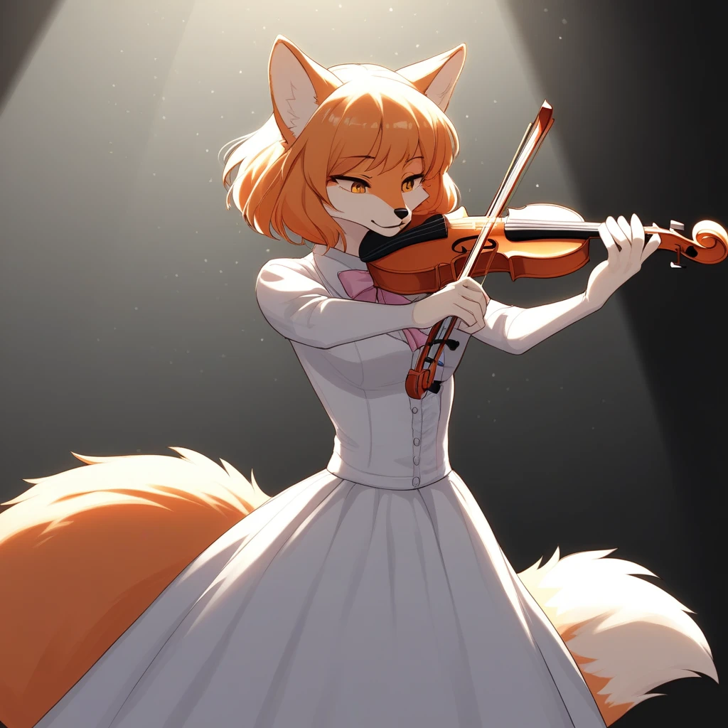 (((holding_violin, holding_bow(music)))), violin, playing instrument, source_furry, rating_explicit, sorce_anime, score_8_up, furry female, fox girl, fox tail,  cowboy shot,  <lora:holding_violin_holding_bow_music:0.8> secnary, spotlight, park,holding_instrument