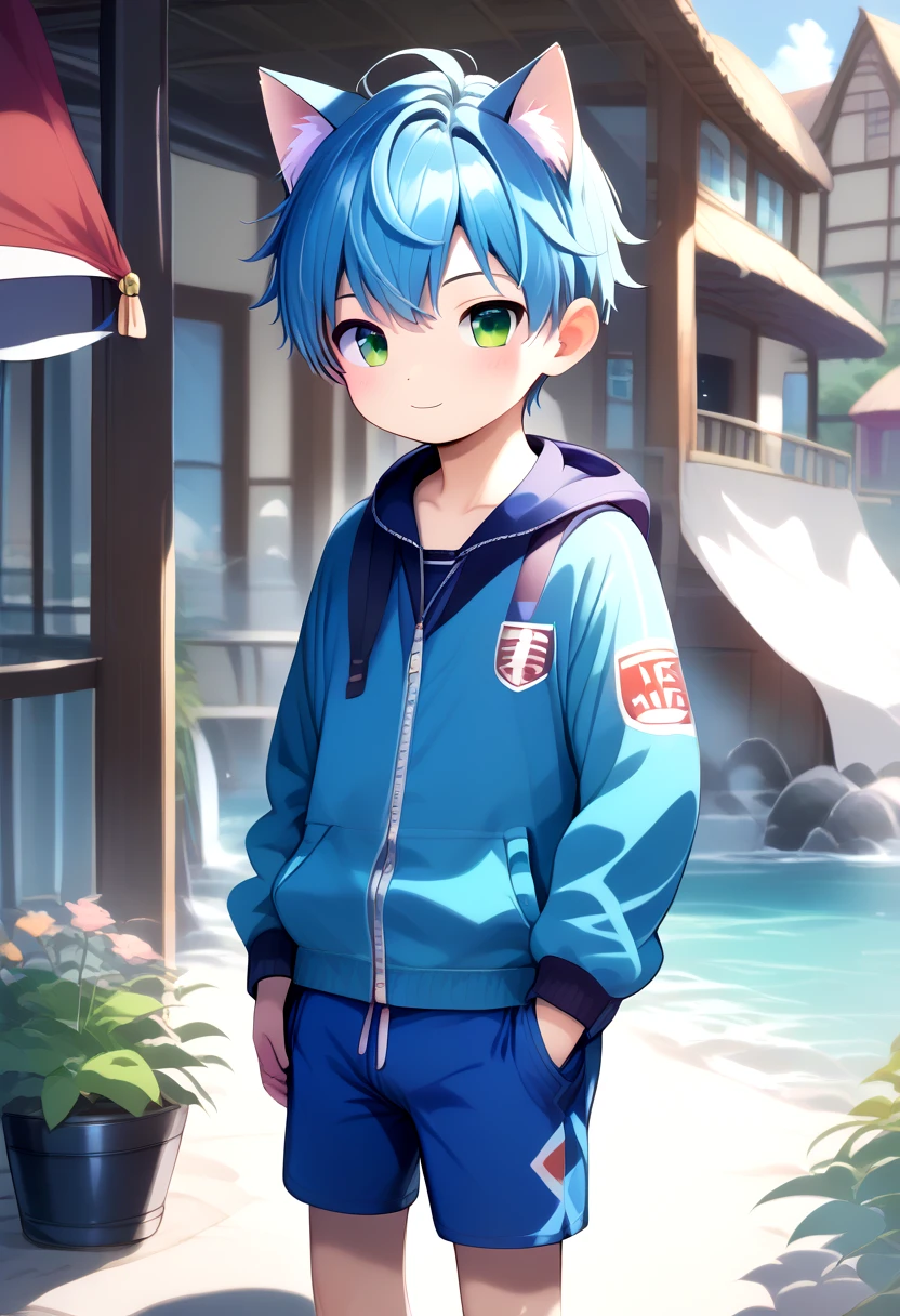 score_9, score_8_up, score_7_up, rating_safe, BREAK
straight on shot, standing,detailed eyes, village,
<lora:cutifiedanimecharacterdesign_variant_type_G_PonyXL_v10:1>, 1boy, type-g,  cat boy, blue hair,