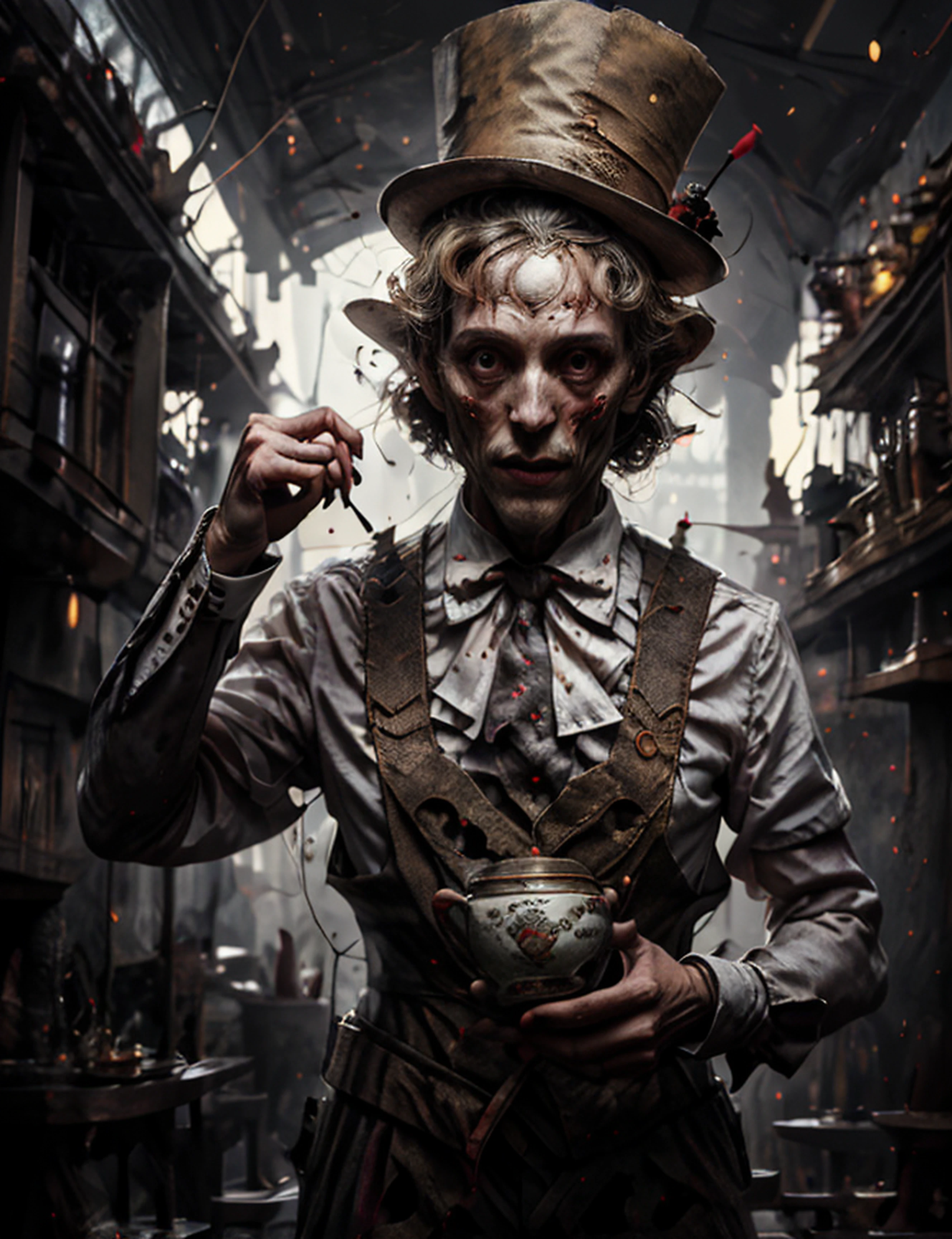 Mad hatter having a tea, cinematic portrait OverallDetail
<lora:M05_Intensify:1.1> <lora:lorarrf2:0.8> lorarrf,
<lora:eldritch:0.8> eldritch