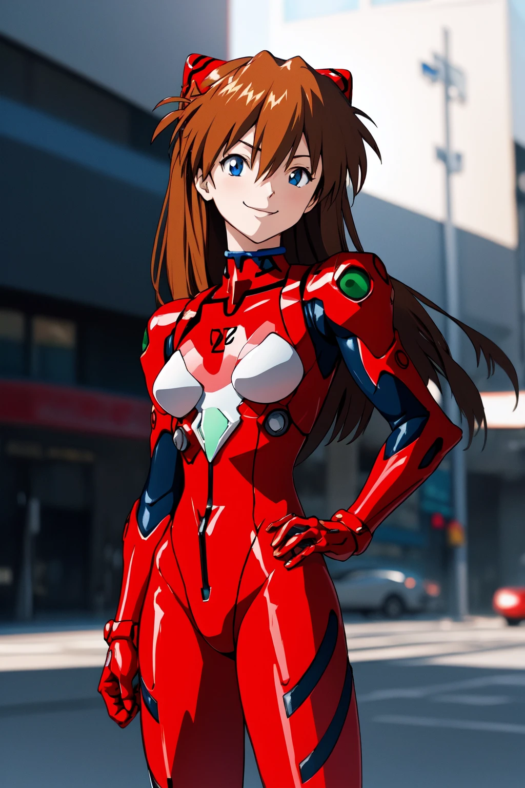 (RAW photo, best quality), 1girl,  natural lighting <lora:asuka_v1_2:0.9> ppasuka, plugsuit, smile,  crossing arms,