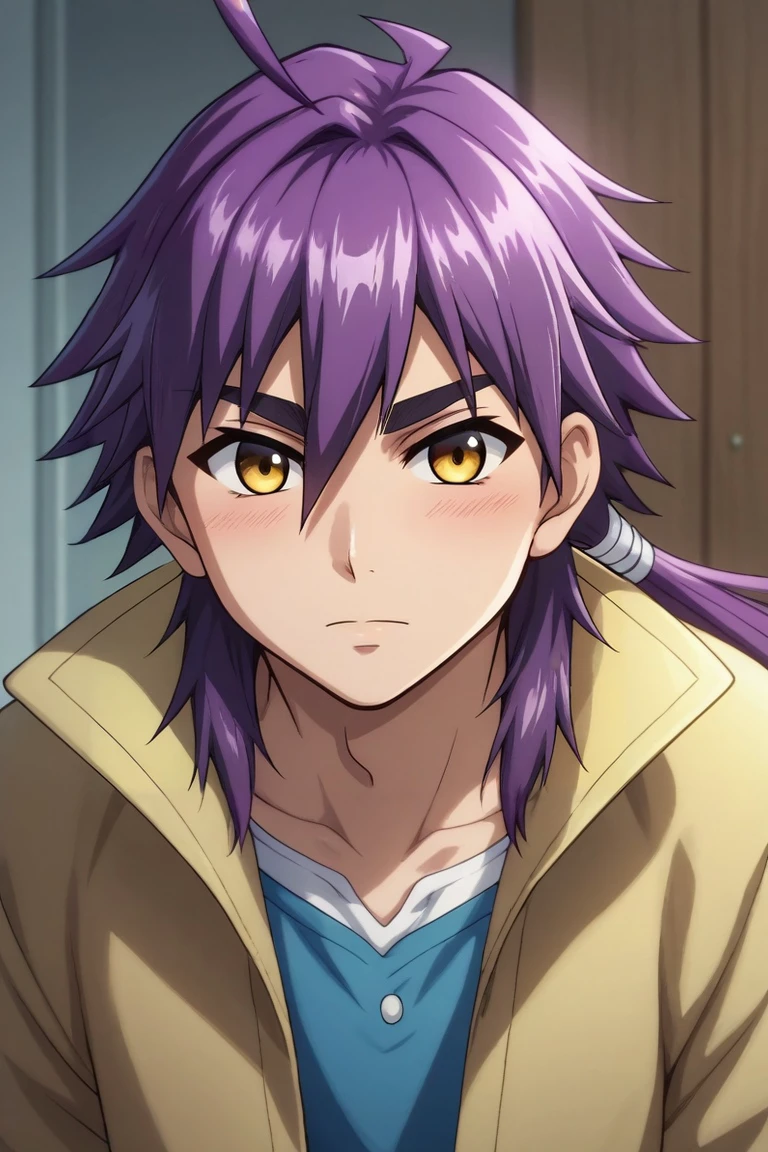 score_9, score_8_up, score_7_up, , rating_safe, , semi-realistic, , depth of field, 1boy, solo, male focus, <lora:sinbad_magi_snb_pony:0.82>, sinbad_magi_snb, purple hair, yellow eyes, long hair, ponytail, hair between eyes, ahoge, , , close-up, lake city, indoors, leaning forward, shy, blush, pea coat,, <lora:sdxl_lightning_8step_lora:1>