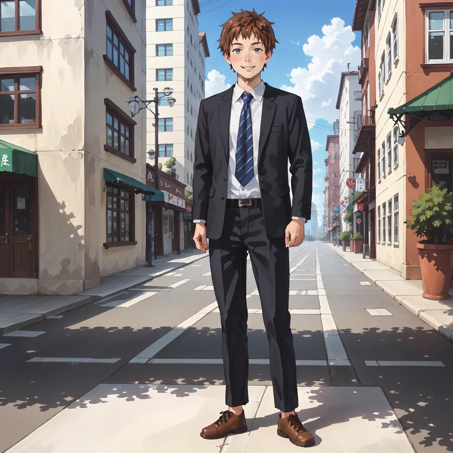 <lora:kazuyakinoshitaXLpony002>,
looking at viewer,smile,
solo,
kazuyakinoshita,1boy,brown hair,short hair,blue eyes,
realistic,outdoors,
full body,standing,
business_suit,