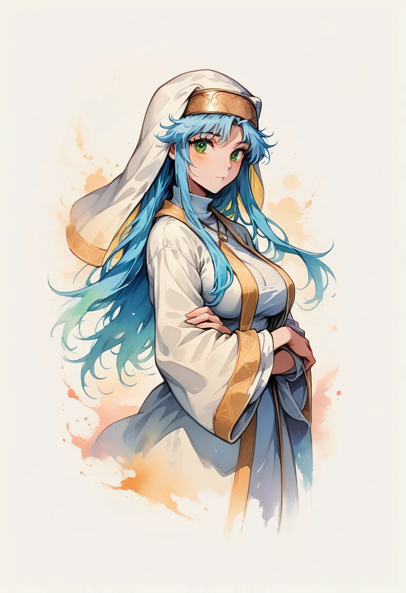 Faded Headshot, faded bottom, faded edges ,score_9,score_8_up,score_7_up,score_6_up,score_5_up,
1girl, Index, (/A Certain Magical Index)/,(ultra HD quality details), blue hair, green eyes, long hair,
official_costume, long sleeves, nun, robe, white robe, wide sleeves,
, digital illustration, disney, rule 63, full body, perfect anatomy, perfect face, butt showing esthetically, abstract beauty, beautiful, centered, looking at the camera, approaching perfection, dynamic, moonlight, highly detailed, watercolor painting, artstation, concept art, smooth, sharp focus, illustration, 
(upper body:1.2), (close up:1.5), portrait, huge breasts, deep cleavage,