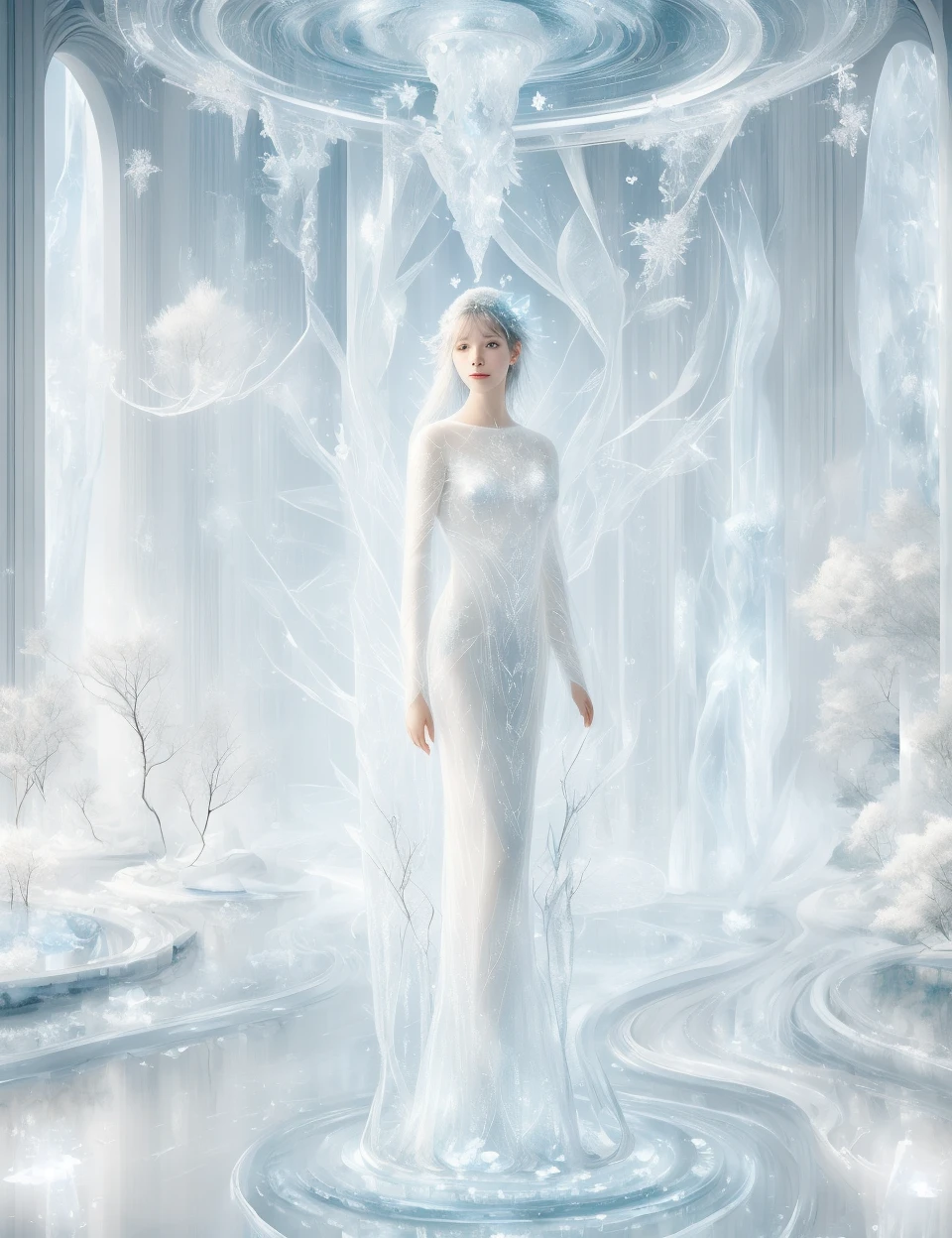 DonM71m37r4v3l nasnas, Ethereal nature spirit being, manifestation of frost and ice, delicate and fragile appearance,  symbol of transient beauty, harbinger of the changing seasons, ethereal and almost invisible presence   <lora:DonM71m37r4v3l:1>