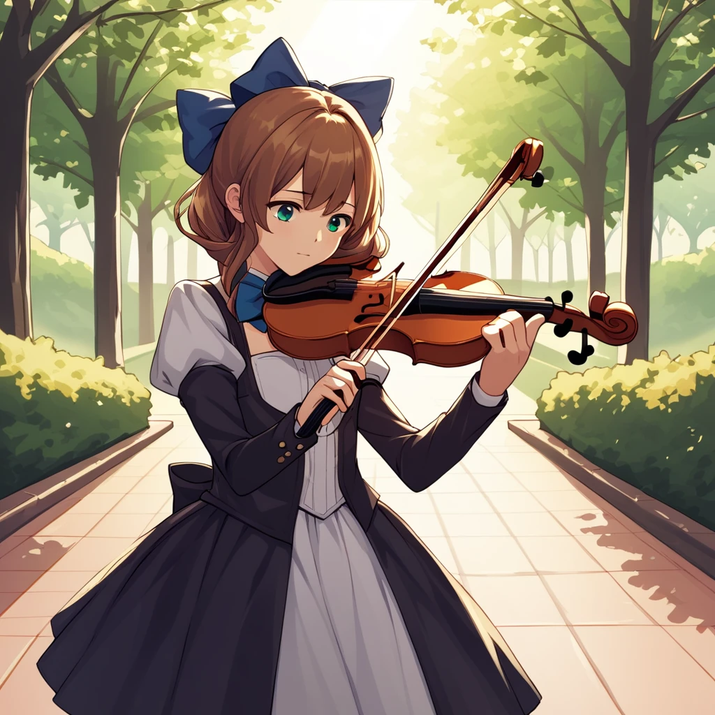 (holding_violin, holding_bow_(music)):1.4, source_furry, rating_explicit, sorce_anime, score_8_up,  cowboy shot,  secnary, spotlight, park <lora:holding_violin_holding_bow_music:0.8>, playing violin, playing instrument,