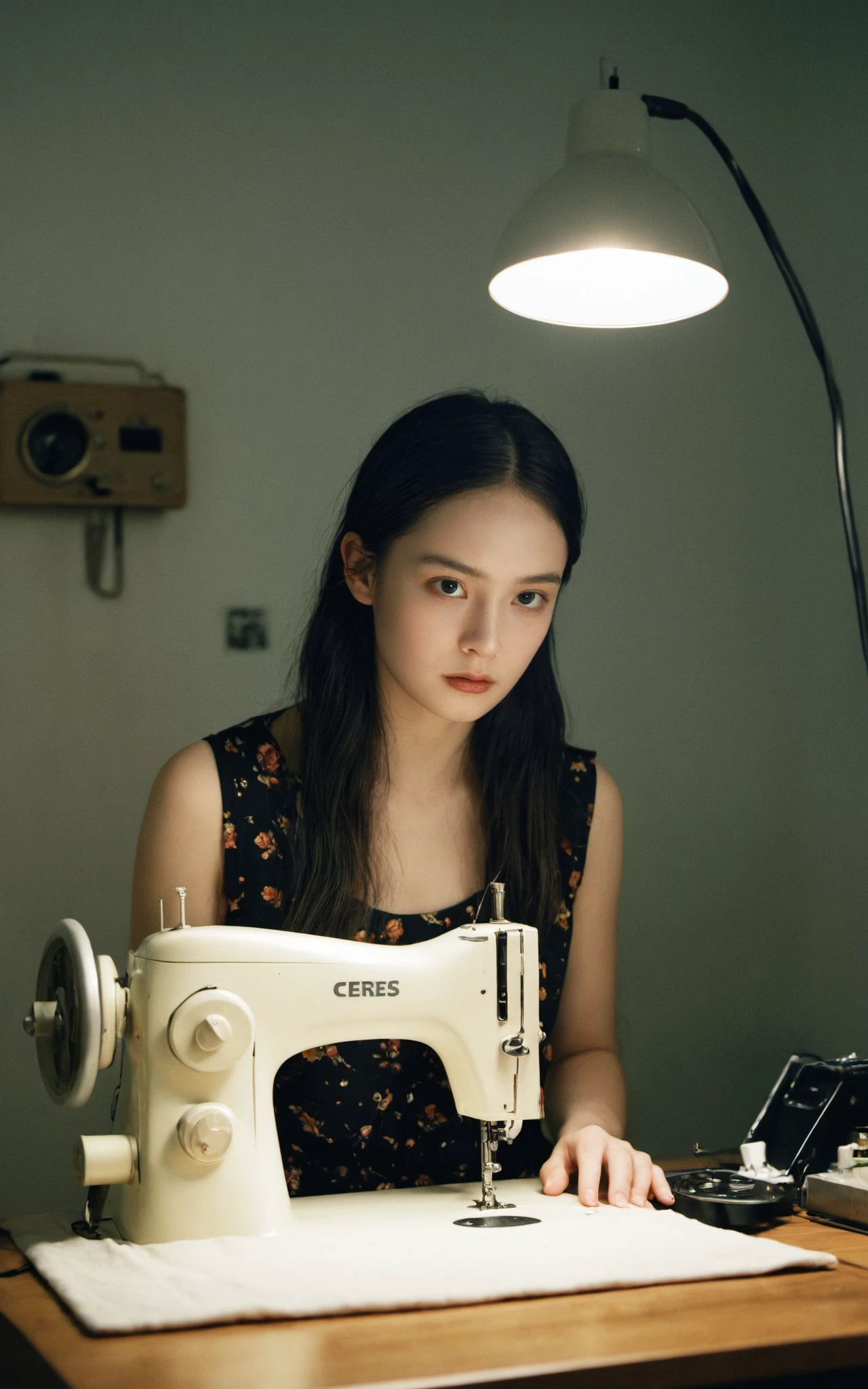 awardwinning photograph,High Shutter Speed,flyweight Ceres of Hell,Ceres is Sewing,she is very Nerdy,F/5,Kodak Ektar 100,Samsung Galaxy,Horror,studio lighting,F/8,colorful,intricate detail,ambient illumination,enchanted,surreal,highly detail,(masterpiece,best quality,ultra-detailed, absurdres),
(masterpiece,best quality,ultra-detailed, absurdres),((film still, still)),photograph,volumetric lighting,Slow Shutter Speed,Primitivism,RAW photo,ultra-sharp focus,internationally-acclaimed photograph,ambient atmosphere,ambient,
pale complexion,film grain texture,analog photography aesthetic,visual storytelling,dynamic composition,