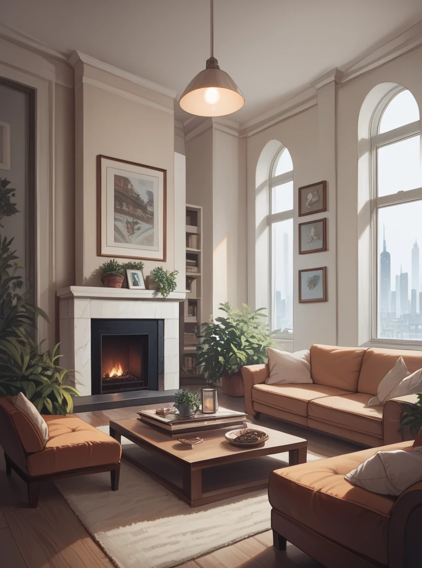 score_9, score_8_up, score_7_up, score_6_up, score_5_up, score_4_up, hud_lr_mdrn, living room, indoors, window, couch, plant, <lora:modern_lr-000008:1>, window, cityscape, table, lamp,