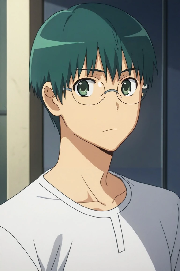 score_9, score_8_up, score_7_up, , rating_safe, intricate details, anime screencap, , , looking at viewer, , 1boy, solo, male focus, <lora:yuusaku_kitamura_pony:0.76>, yuusaku_kitamura, green hair, green eyes, short hair, glasses, , , <lora:sdxl_lightning_8step_lora:1>