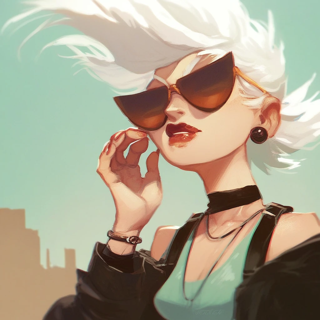 score_8, score_9, solo, 1girl, nora, white hair, sunglasses