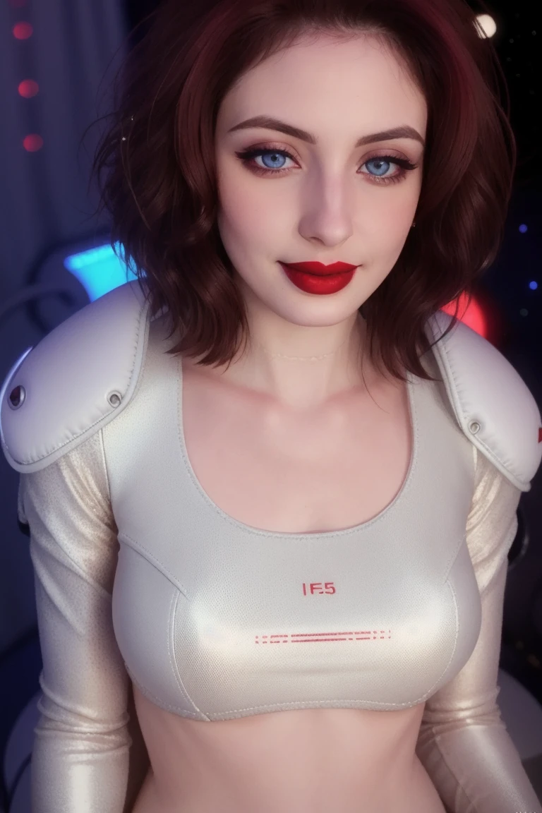 <lora:seyso-06:0.6>,seyso, ((red lipstick, blush, pale skin)), ((detailed eyes, beautiful eyes, detailed face, beautiful face):1.2), ,photo of a woman, RAW, ((detailed scifi spacesuit, outer space, scifi details)), ((short hair, dark red hair)),  , 8k uhd, dslr, soft lighting, high quality, film grain, Fujifilm XT3 sharp focus, f 5.6,((red lipstick, pale skin)) , smiling