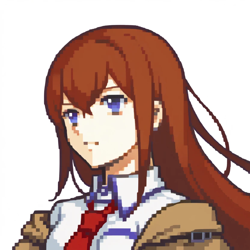 score_9, score_8_up, score_7_up, source_anime BREAK 1girl, solo,
<lora:zs_FEGBAPortraitsXL:1> fegbaportraits, portrait, white background,
<lora:steinsgate_makise_ponyXL:1> makise kurisu, brown jacket, off shoulder, white shirt, red necktie,