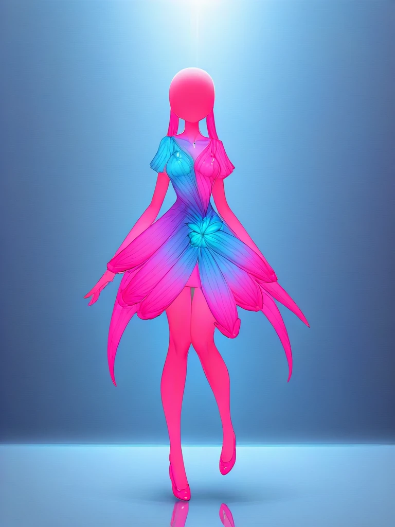 (Same character, front, side, back), (full body), in the center of the picture, realistic materials, detailed lighting, exquisite shadows, 3D toy little girl with exaggerated hair, 3D hair, beautiful eyes, pink-green gradient Big eyes, chib, fluorescent translucent, colorful, plastic, children, transparent, product design, glowing jelly, delicate plastic, delicate light 3d, digital art, translucent plastic bubblegum, closeup, 3d, super detailed, generative front view, side view, back view three view, no frame, c4d, Octane rendering, Blender, HD, full body, simple background! detailed plastic material,