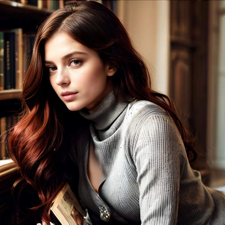 (London bookshop, SFW, turtleneck sweater dress, long cardigan, knee-high boots, browsing classic literature, late afternoon:1.35) Instagram_Influencer_76_By_Stable_Yogi
Faceshot_By_stable_yogi
<lora:Detail Blaster By Stable Yogi:0.5>
(center_parted_long_wavy_red_hair)