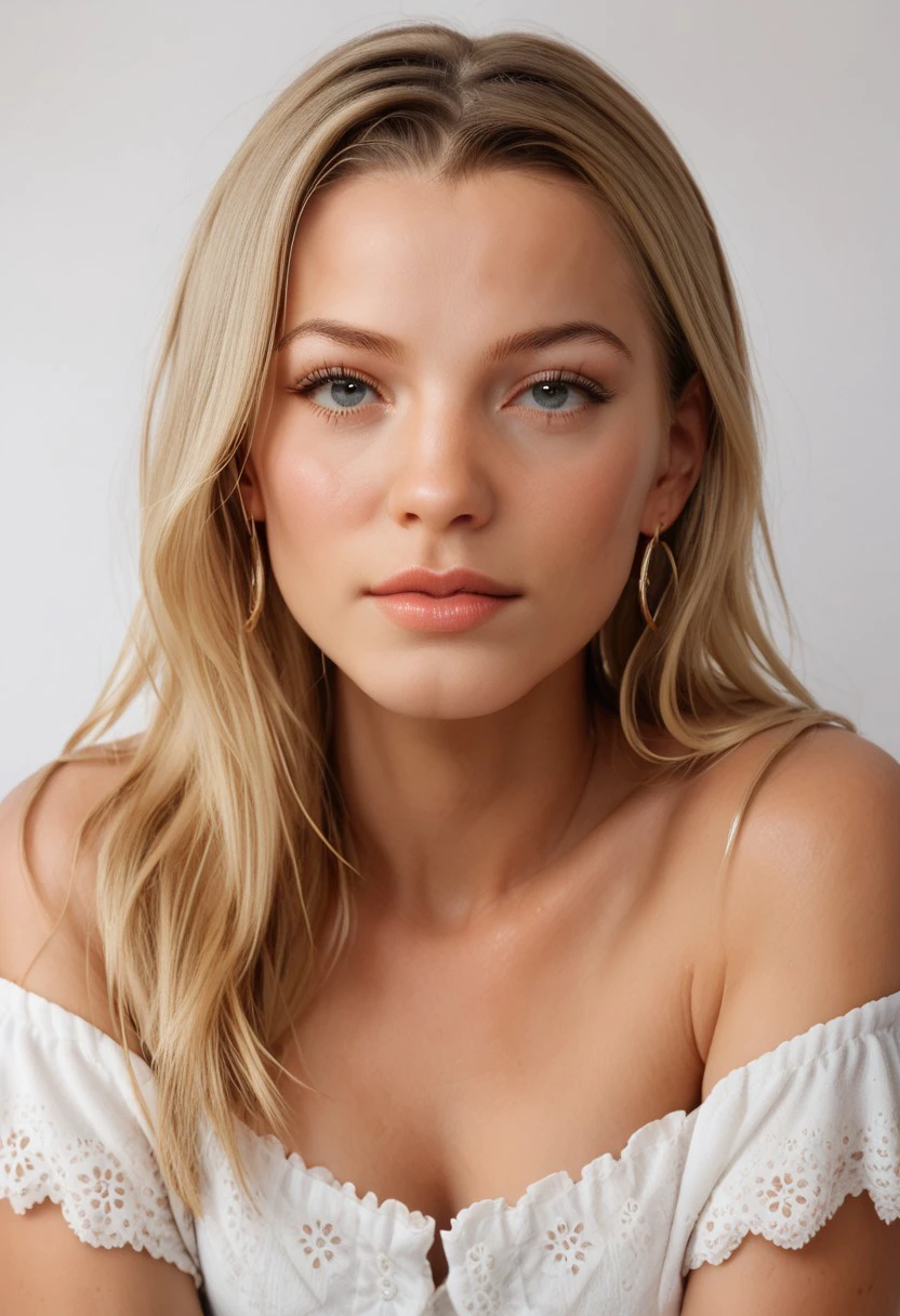 score_9, score_8_up, score_7_up, pinup girl pose,
1girl, Madison Elizabeth Taylor, blonde hair, round face, off the shoulder crop, close up, face focus, small eyes,