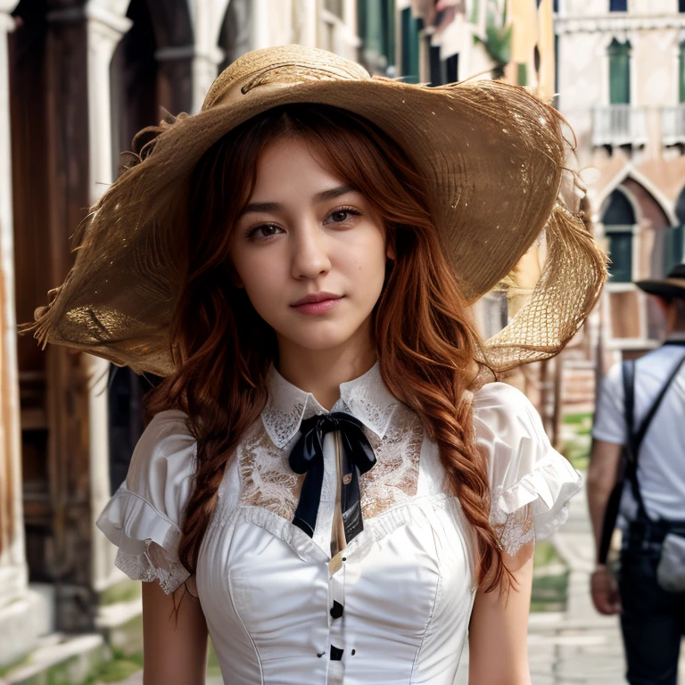 (Venice St. Mark's Square, SFW, high-collared Victorian-style dress, lace gloves, straw hat, taking in the historic sights, early evening:1.35) Instagram_Influencer_79_By_Stable_Yogi
Faceshot_By_stable_yogi
<lora:Detail Blaster By Stable Yogi:0.5>
(center_parted_long_wavy_red_hair)