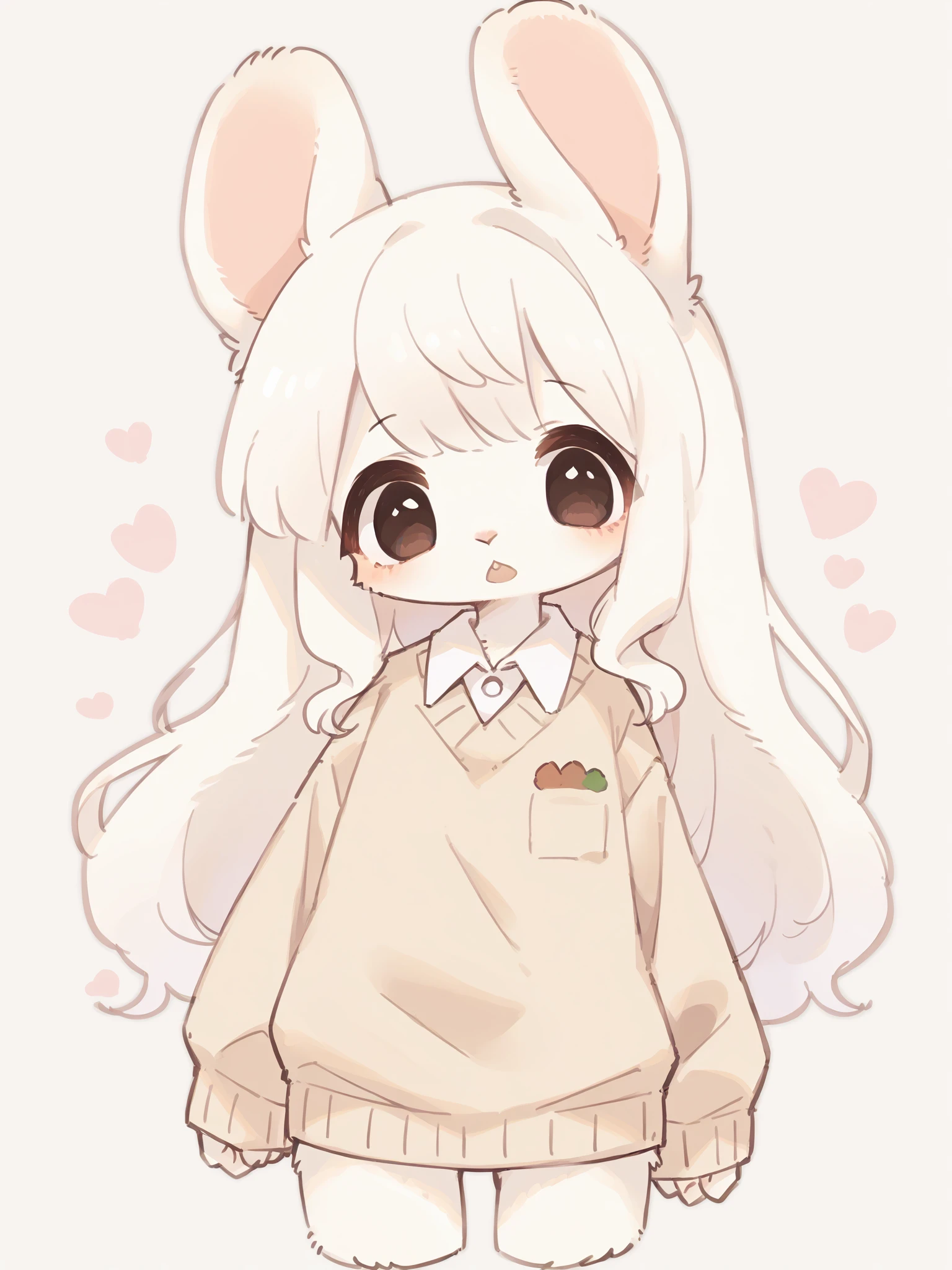 score_9, score_8_up, score_7_up, score_6_up, score_5_up, score_4_up, source_furry, source_anime, rating_safe,

furry, kemono, 1girl, rabbit girl, rabbit ears, solo, long sleeves, sleeves_past_fingers, beige sweater, collared shirt, cropped legs, cowboy shot, open mouth, head tilt, long hair, looking at viewer,